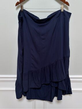 torrid Navy Asymmetrical Tiered Ruffle Midi Skirt Size 3